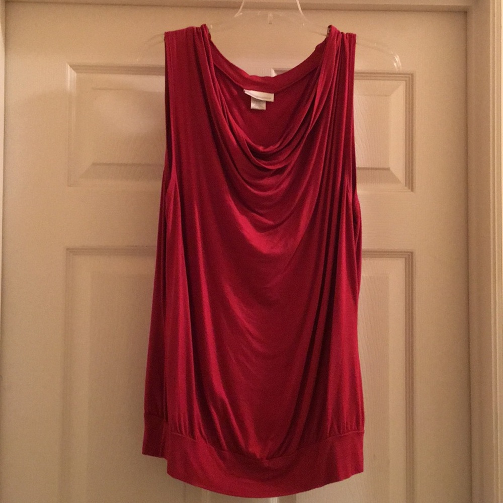 *BOGO* Deep red sleeveless top with draped neck